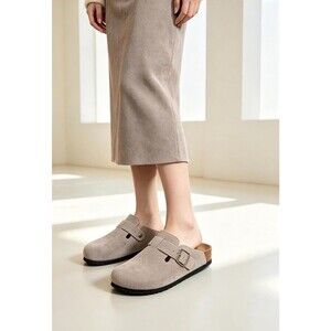 (S1) Guoluofei Women Leather Clogs, Slippers with Arch Support,Sz 43/11